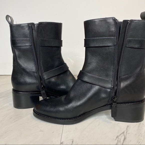 Cole Haan Leela Buckle Black Leather Moto Boot 6 1/2 - Picture 5 of 14